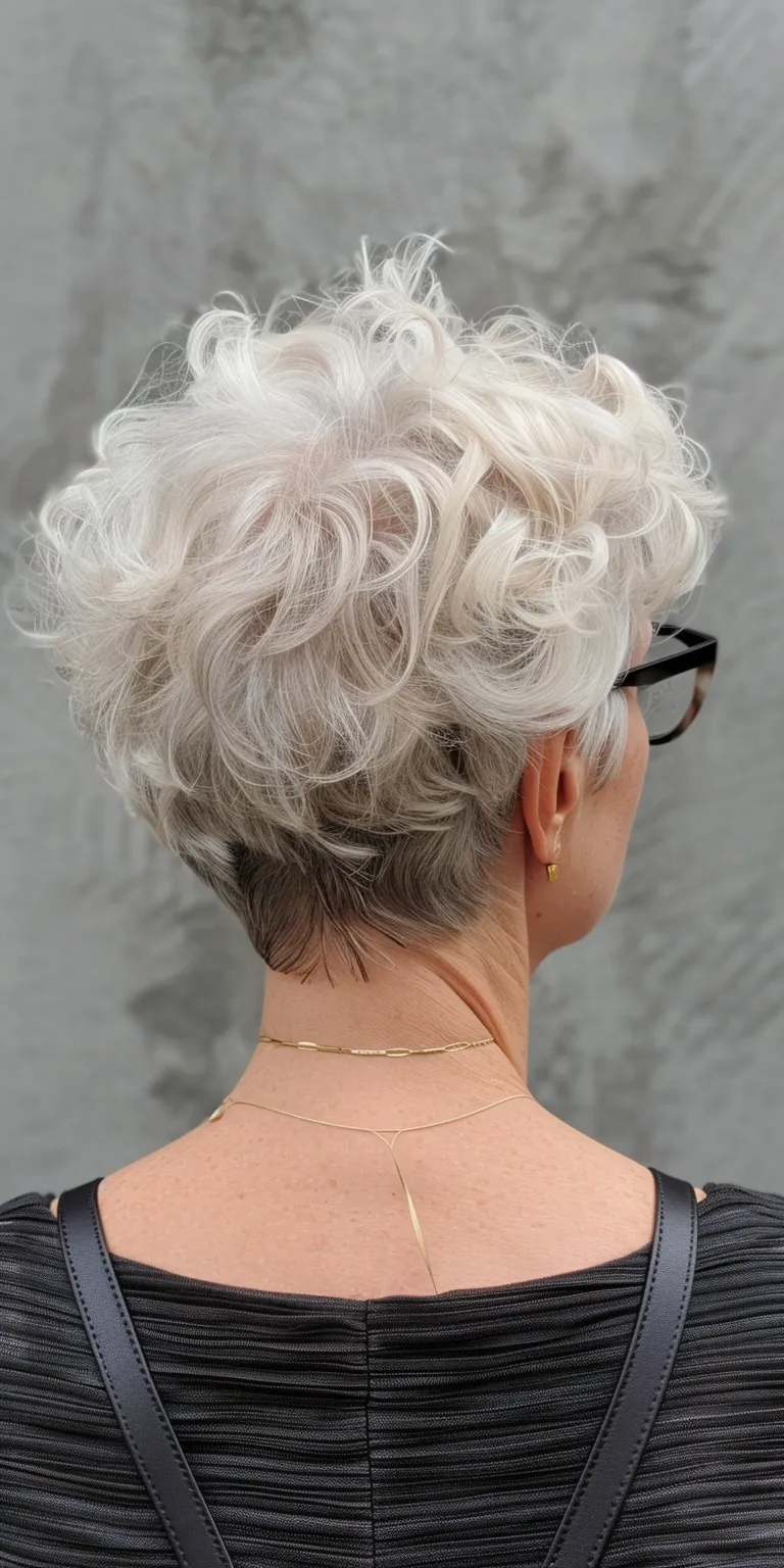 hair styles for older ladies Asymmetric cut, Pixie Digital perm, Feathered hair, Layered