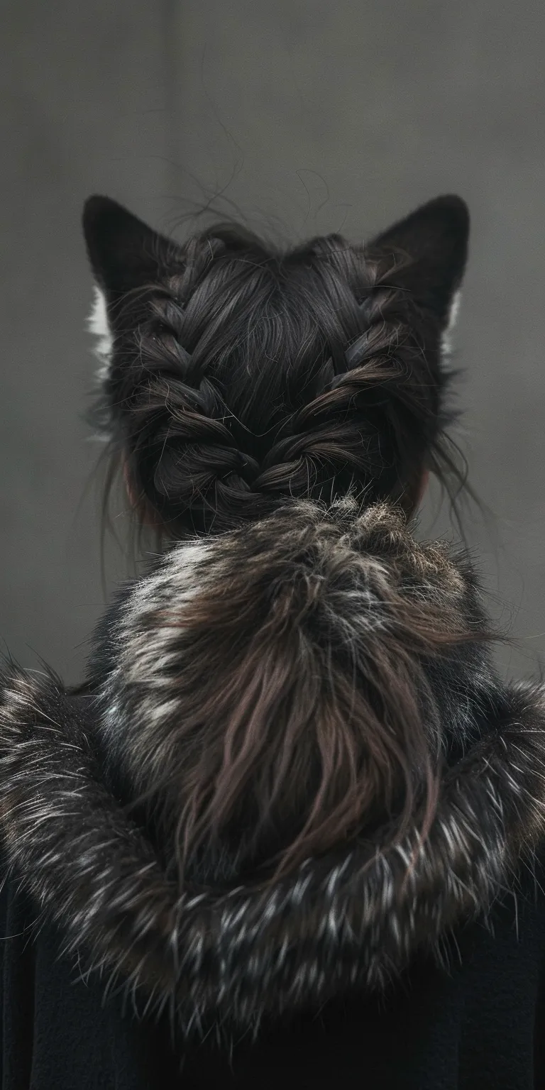 wolf hairstyle French braid, Chignon, Braid, Feathered hair, twist