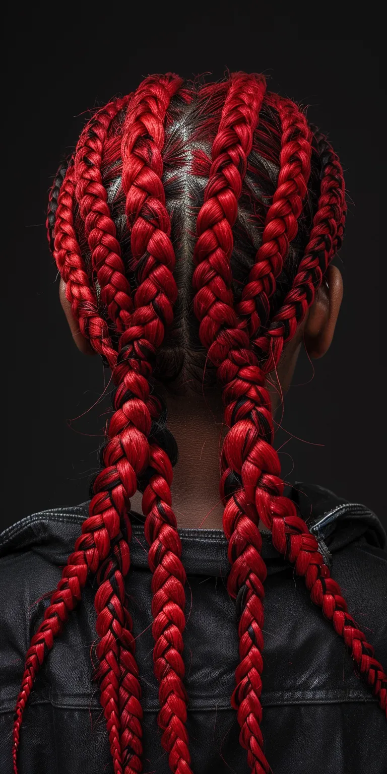 red knotless braids Waterfall braids, Hair twists, Crochet Cornrows, Braid