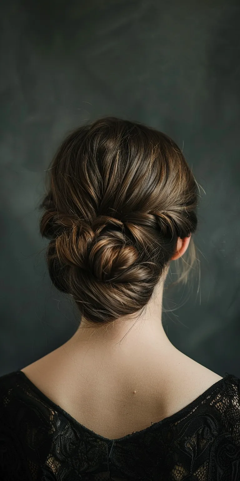 round face shape hairstyles Updo, Chignon, French twist, braid, Milkmaid braid