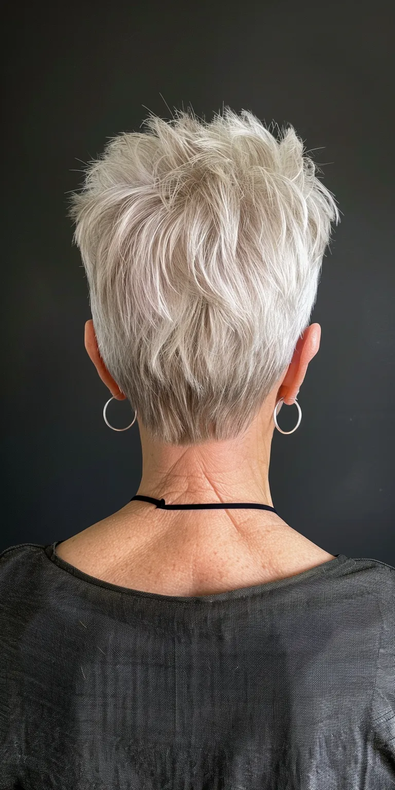 short pixie haircuts for women Asymmetric cut, Short brush Pixie Digital perm, Pompadour