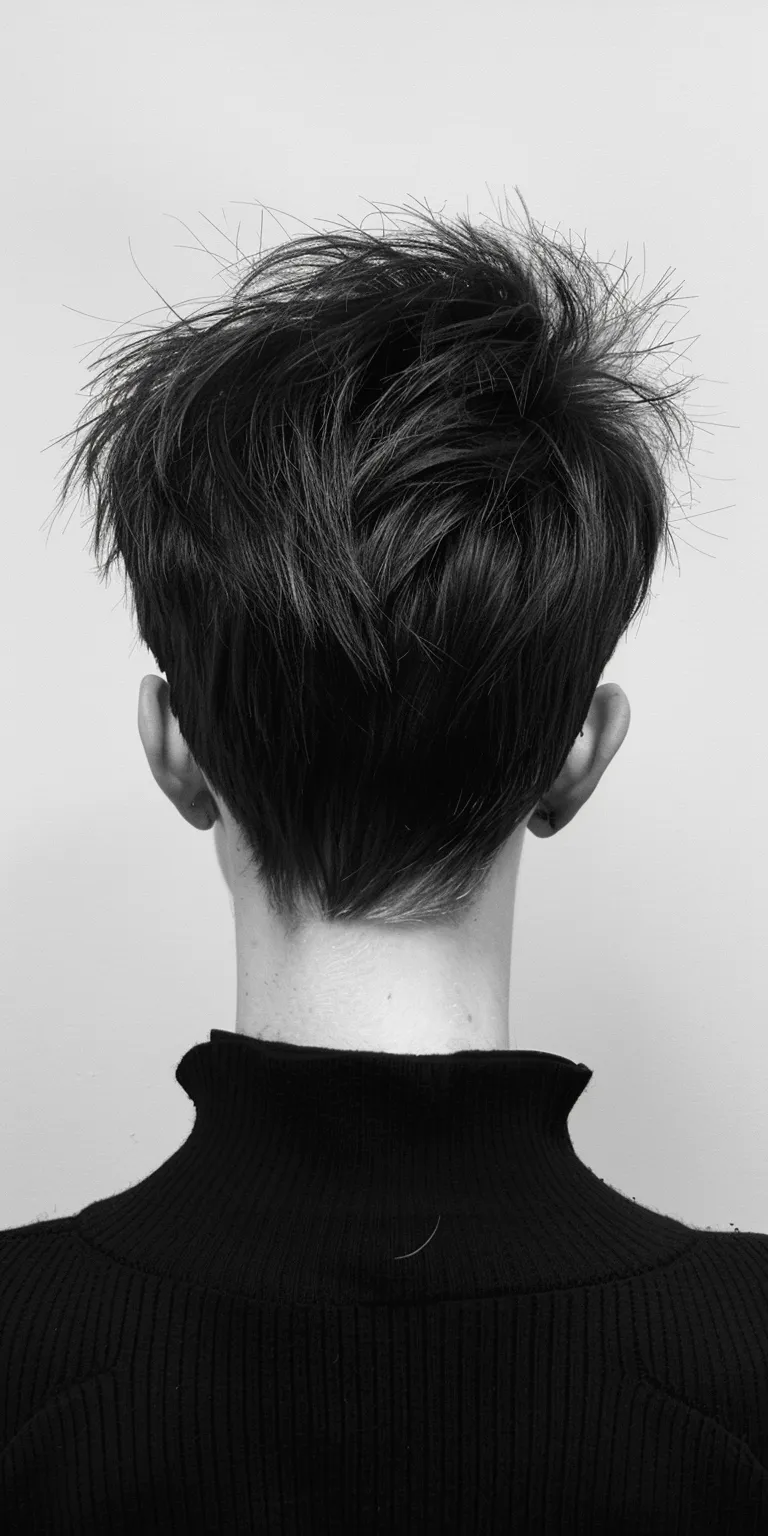 short choppy haircuts Asymmetric cut, Tonsure, Short brush Pompadour, back and sides