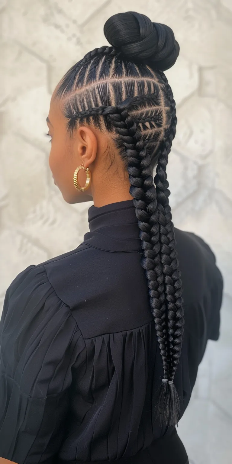 cornrow braids ponytail French twist, Hair twists, Crochet braids, Waterfall Updo