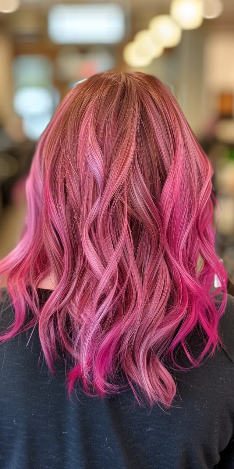 pinks hair styles Mermaid hair, Digital perm, Stacked bob, Professional cut, Layered