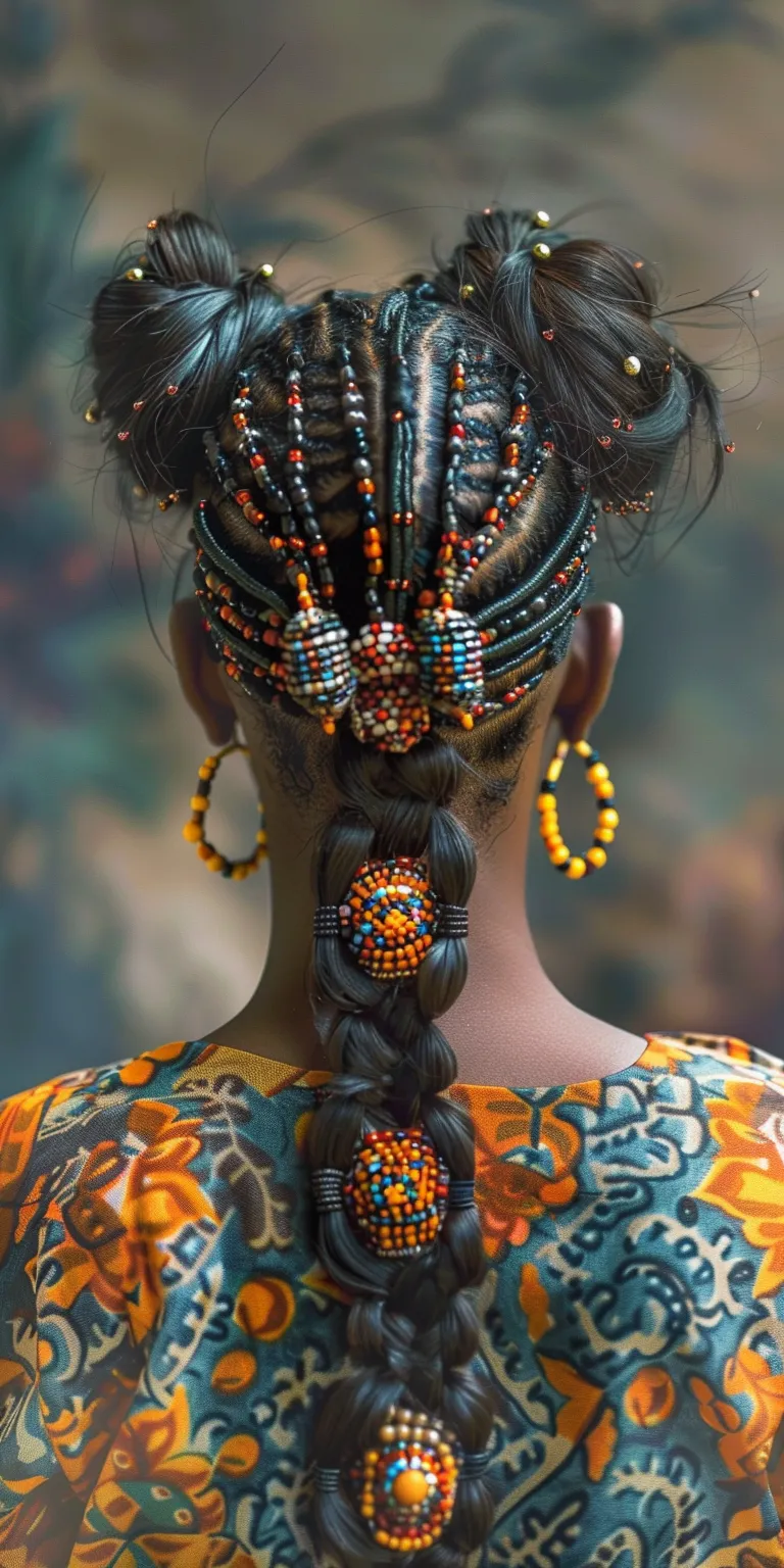 tribal braids with beads Historical Christian hairstyles, Afro puffs, Hair twists, Kinky hair, Updo