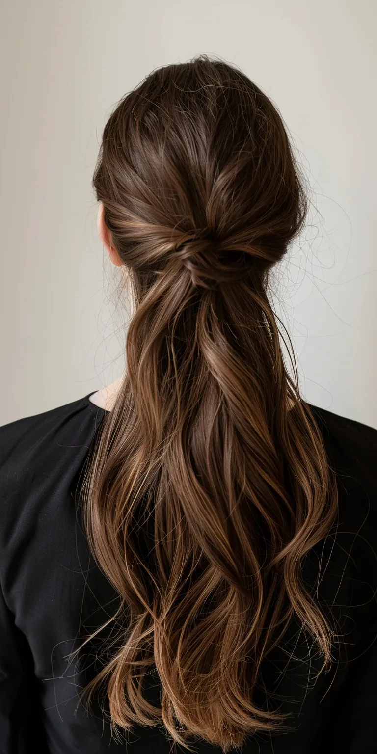 half ponytail hairstyles Chignon, French twist, Updo, braid, Ponytail