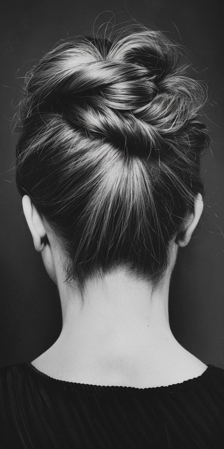 1960 hairstyles Chignon, Updo, French twist, Ballerina bun, braid