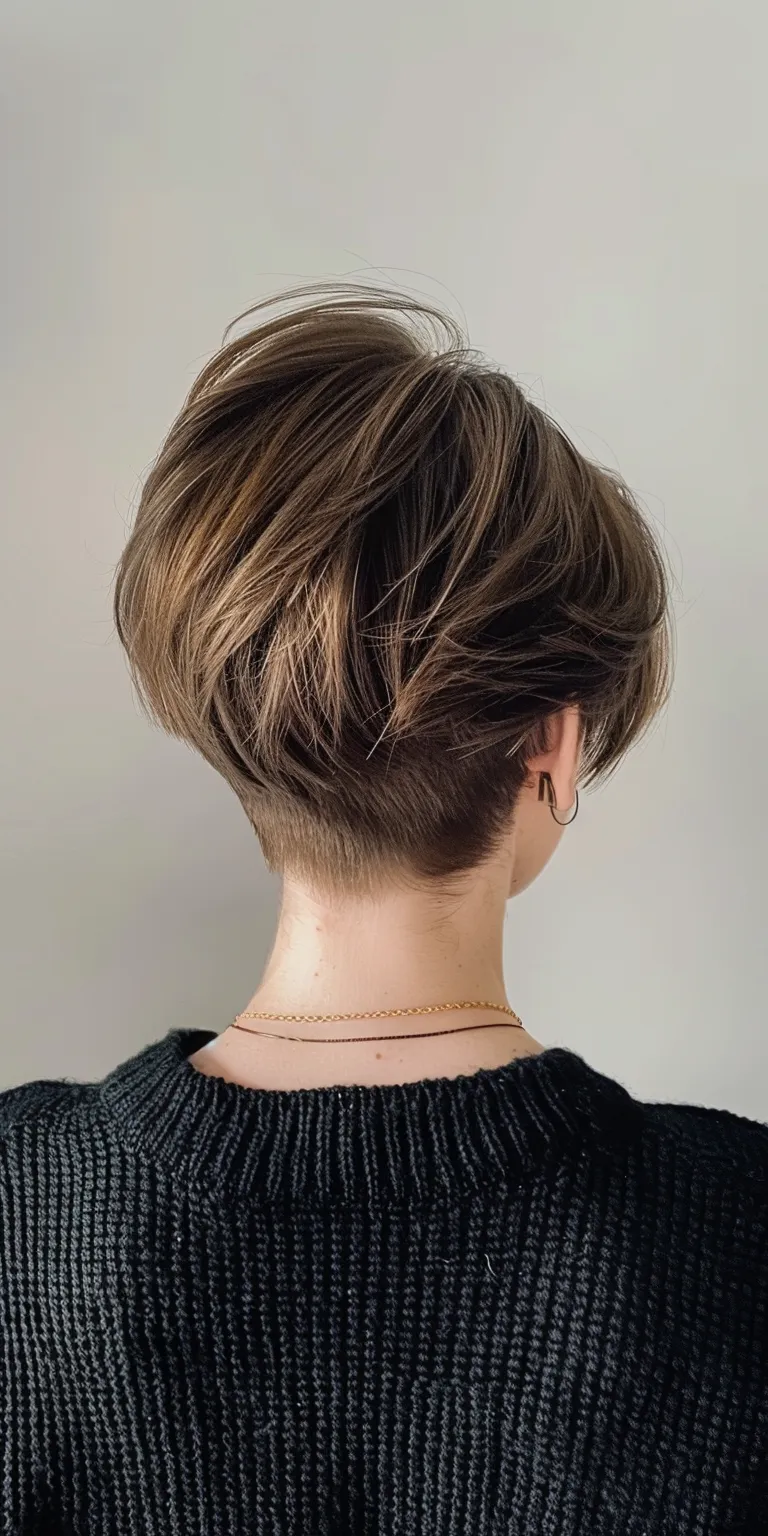 short sassy haircuts Asymmetric cut, Short brush Updo, Chignon, Professional cut