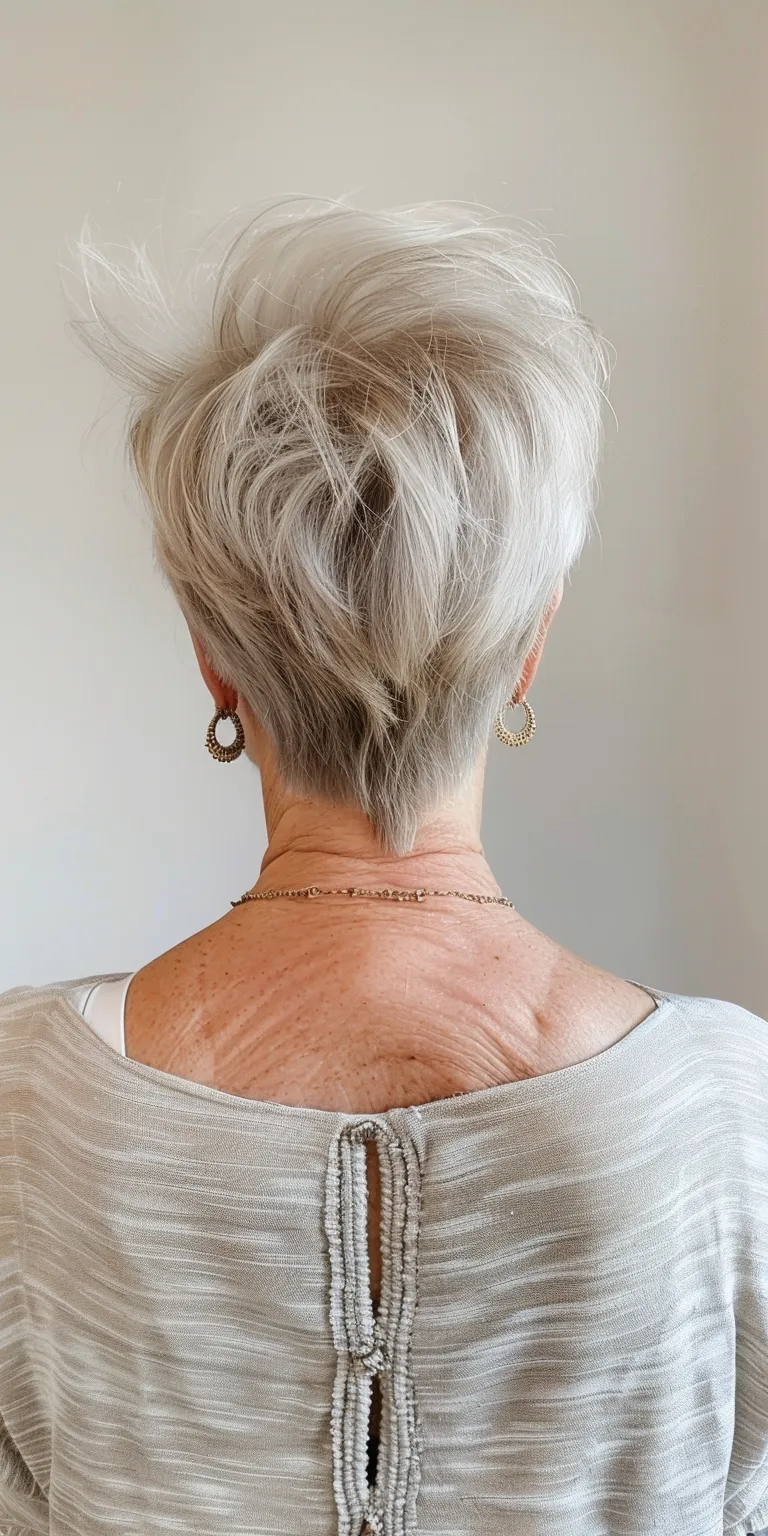 short hairstyles for women over 60 Updo, Asymmetric cut, Short brush Chignon, Pompadour