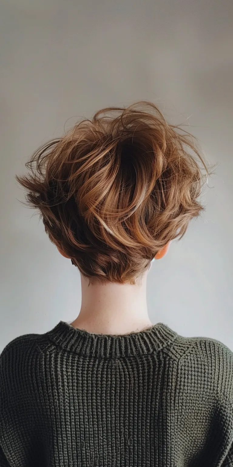 short messy haircuts Asymmetric cut, Updo, Chignon, Short brush Layered hair