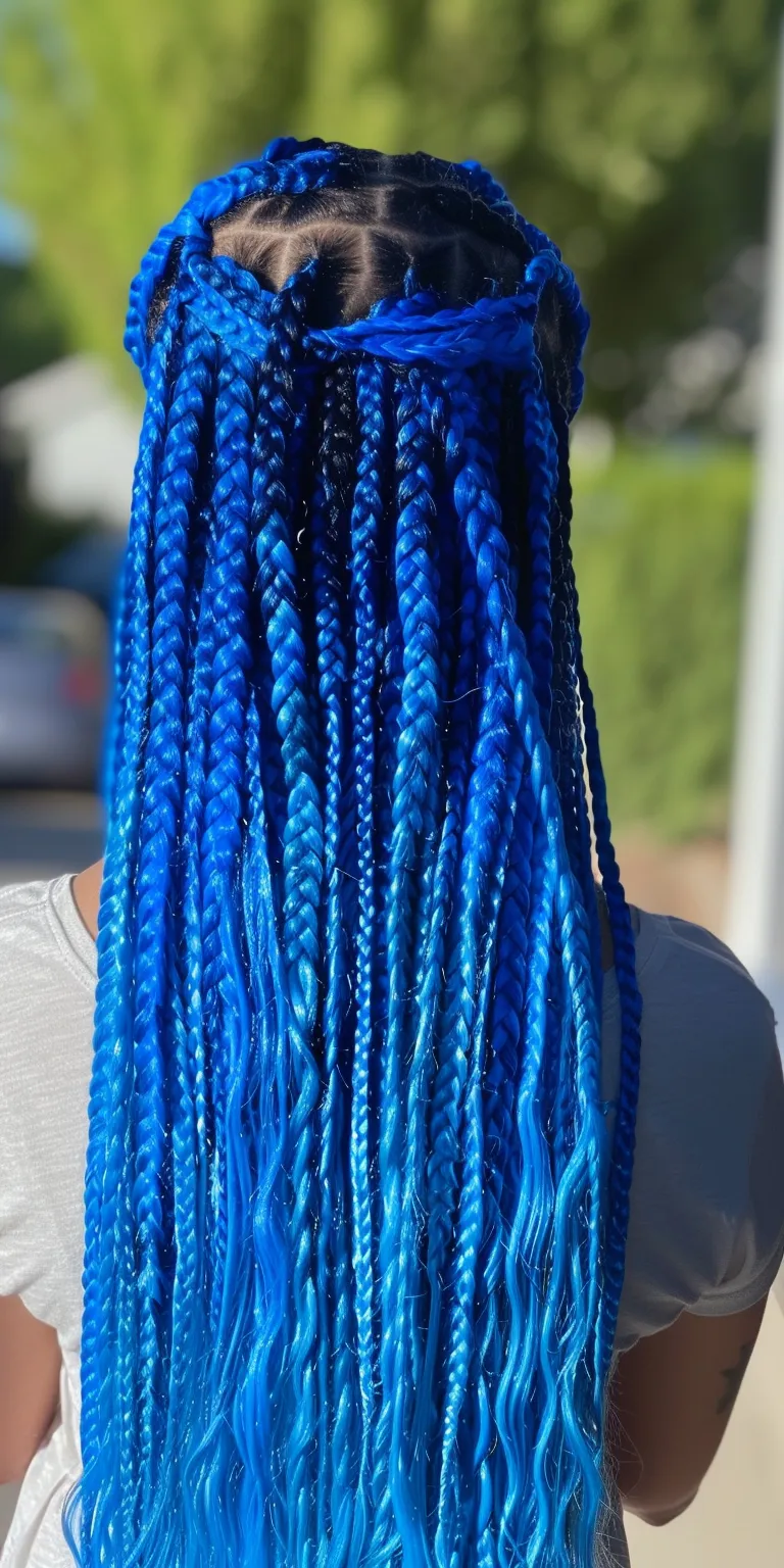 blue box braids Mermaid hair, Waterfall braids, Crochet Hair twists, Dreadlocks