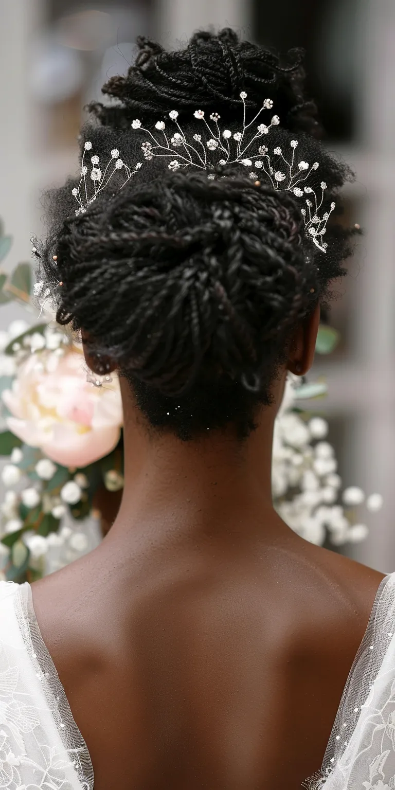 wedding hairstyles for short hair Chignon, Kinky hair, Updo, Afro puffs, Digital perm