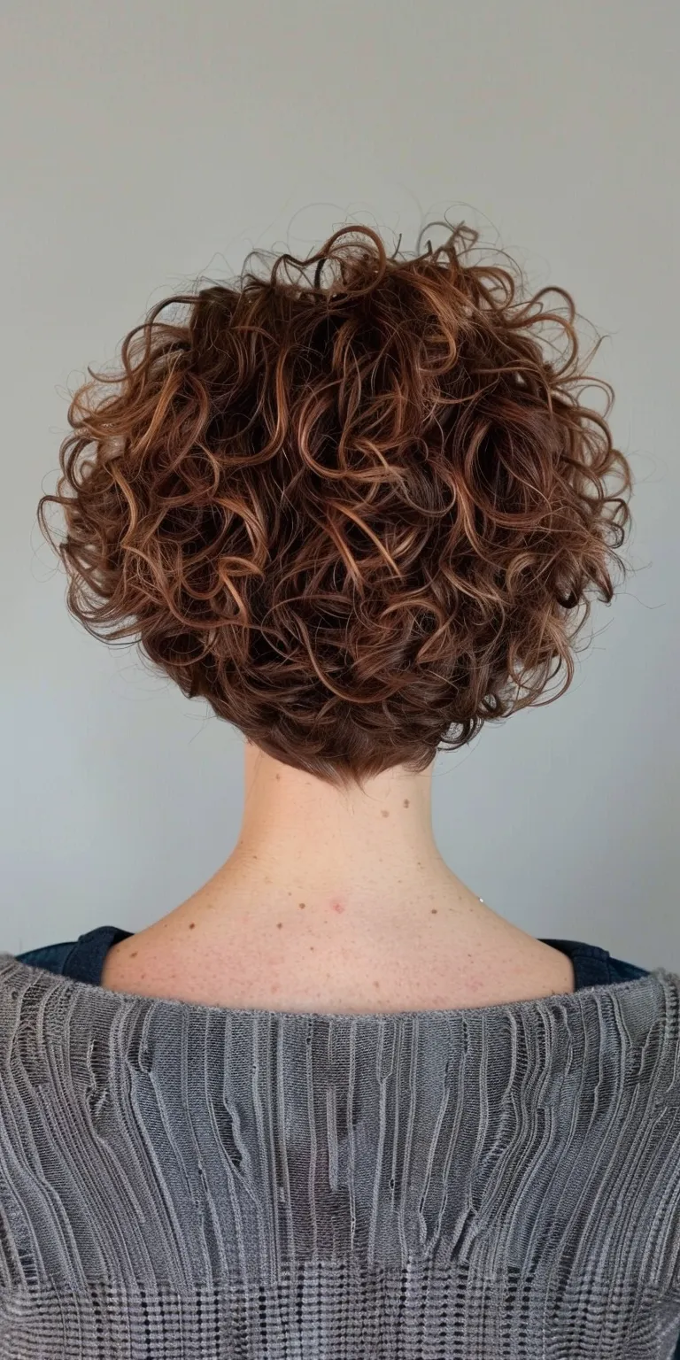 short curly hair styles Digital perm, Asymmetric cut, Short brush Professional Layered