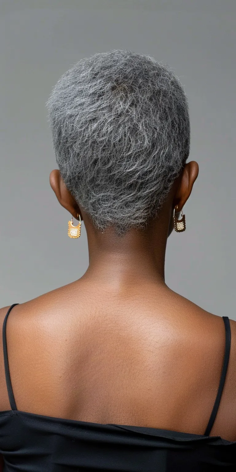 short grey hairstyles Asymmetric cut, Short brush Pixie Tonsure, Chignon