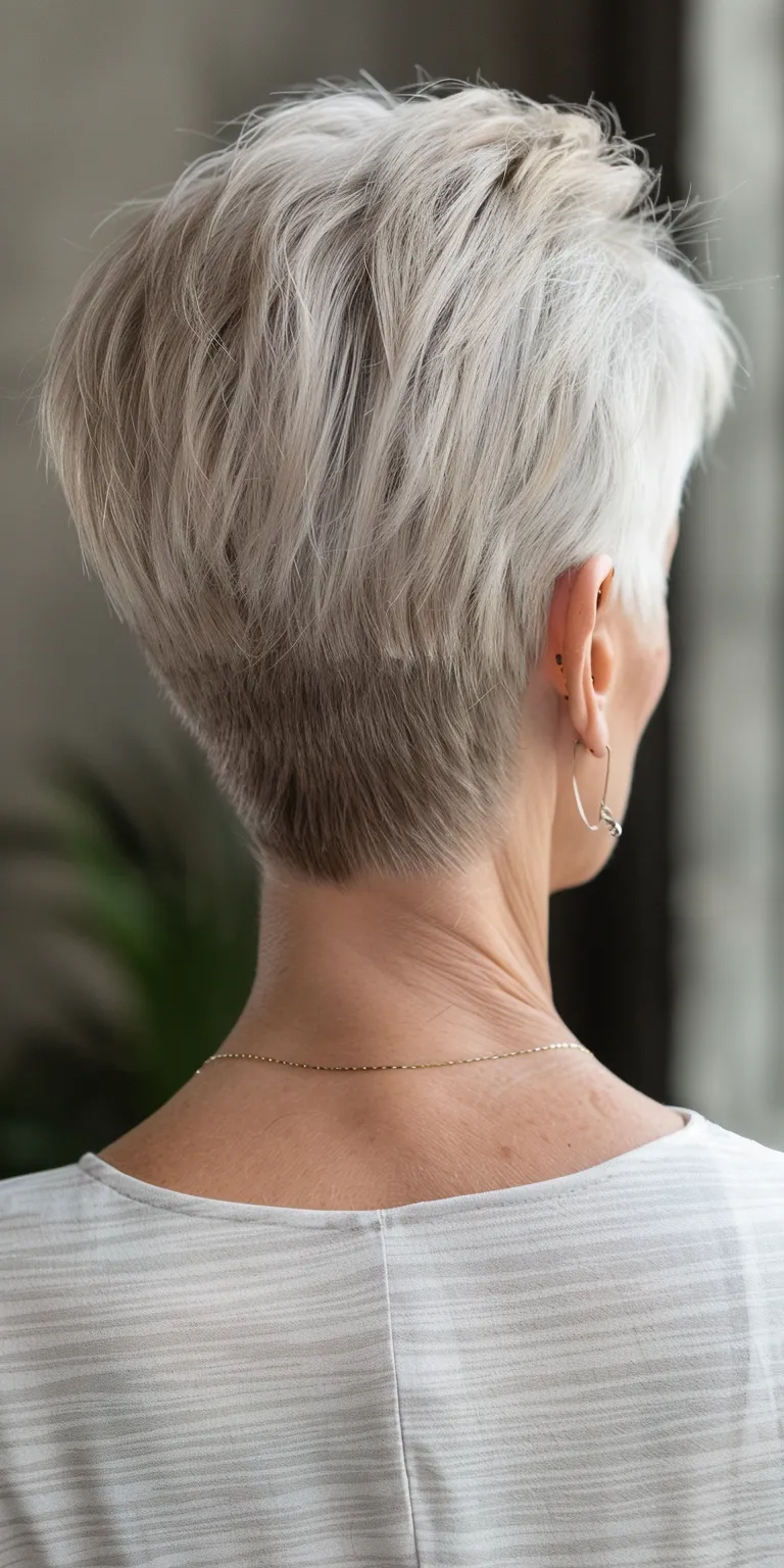 short haircuts for older women Asymmetric cut, Short brush Pixie Tonsure, Butterfly haircut