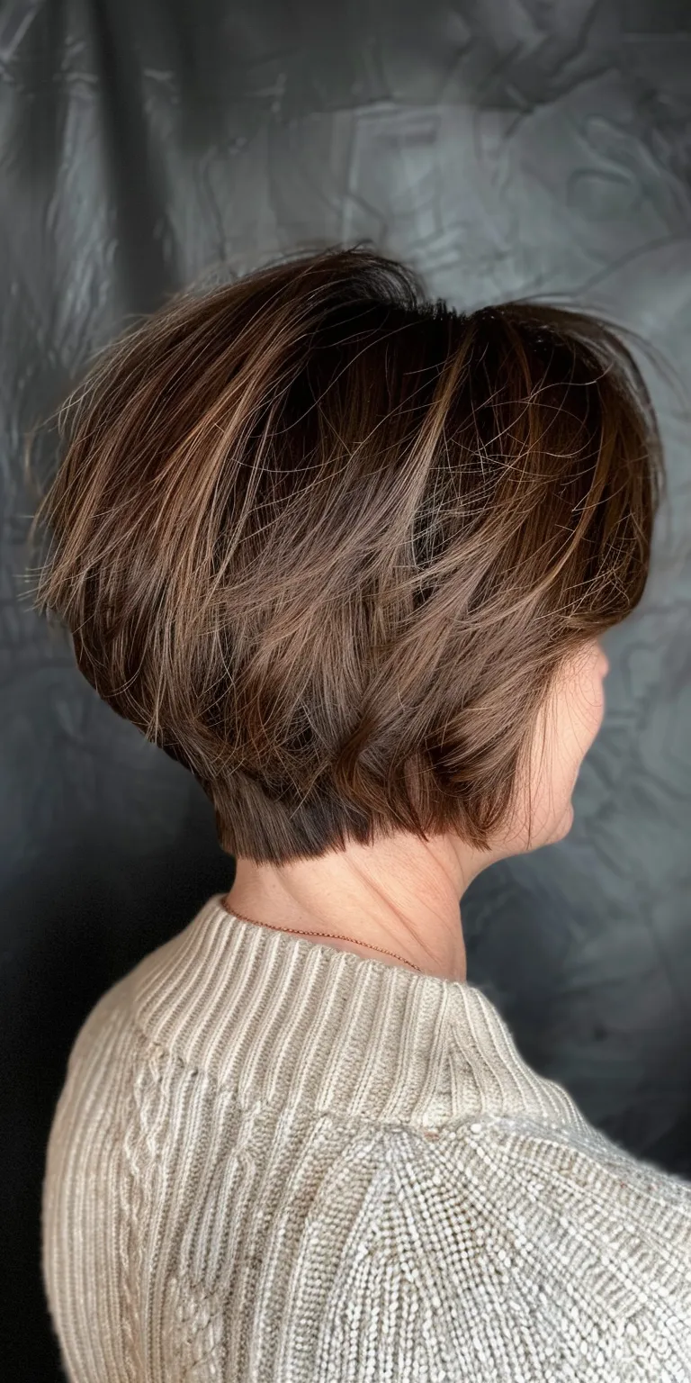 short layered haircuts Asymmetric cut, Short brush Layered hair, Chignon, Japanese women's hairstyles