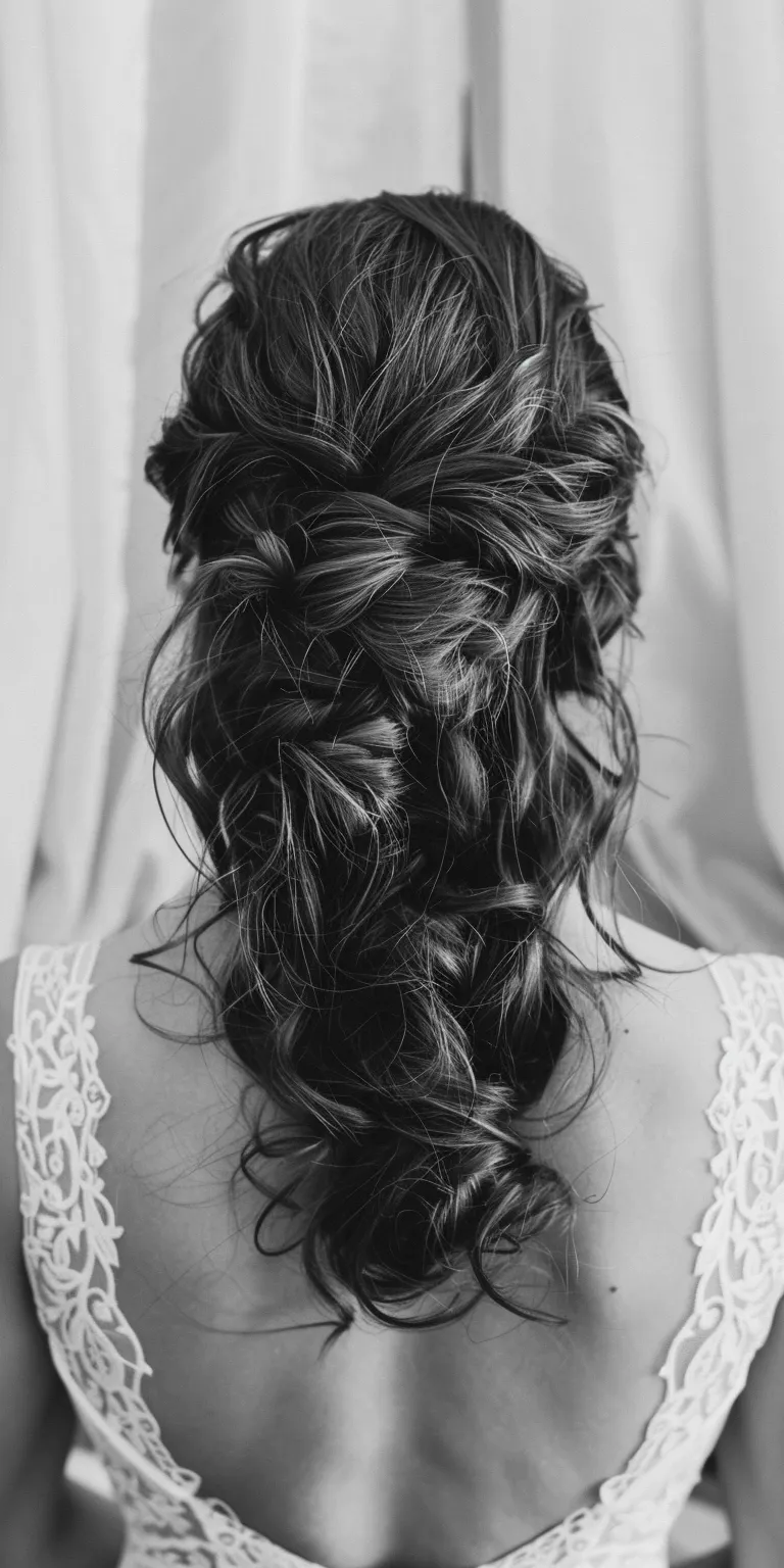 half up hairstyles Chignon, Updo, Milkmaid braid, French Waterfall braids