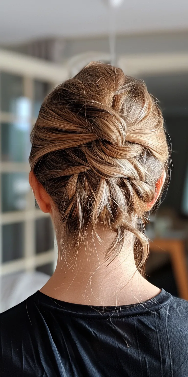 volleyball hairstyles Updo, Waterfall braids, French braid, twist, Chignon