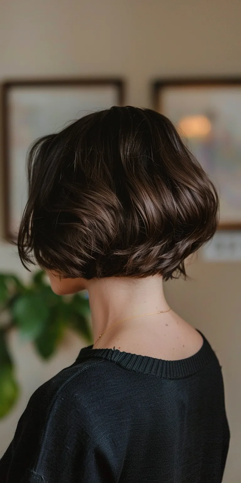 short hairstyles for round faces Asymmetric cut, Bob Layered hair, Chignon, Updo