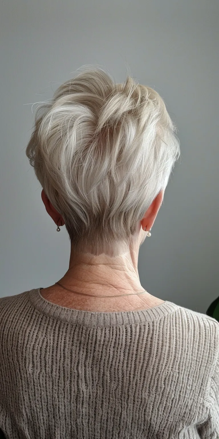 short haircuts for older women Short brush cut, Asymmetric Pompadour, Pixie Digital perm