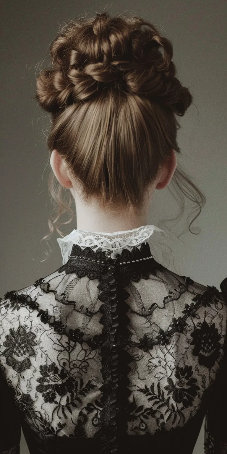 victorian hairstyles Milkmaid braid, Updo, Chignon, French Braid