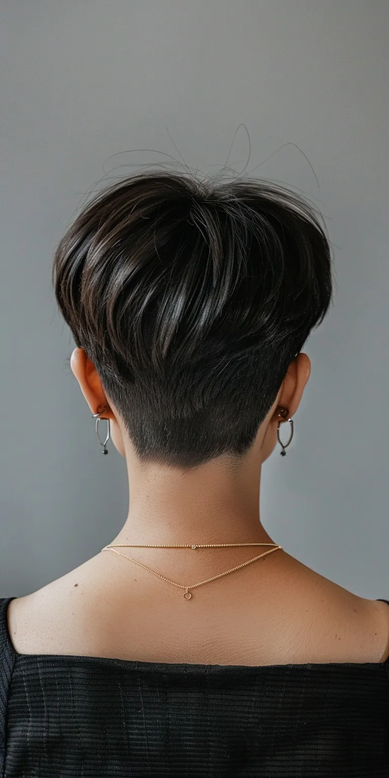 short pixie haircuts Asymmetric cut, Short brush Pixie Pompadour, back and sides