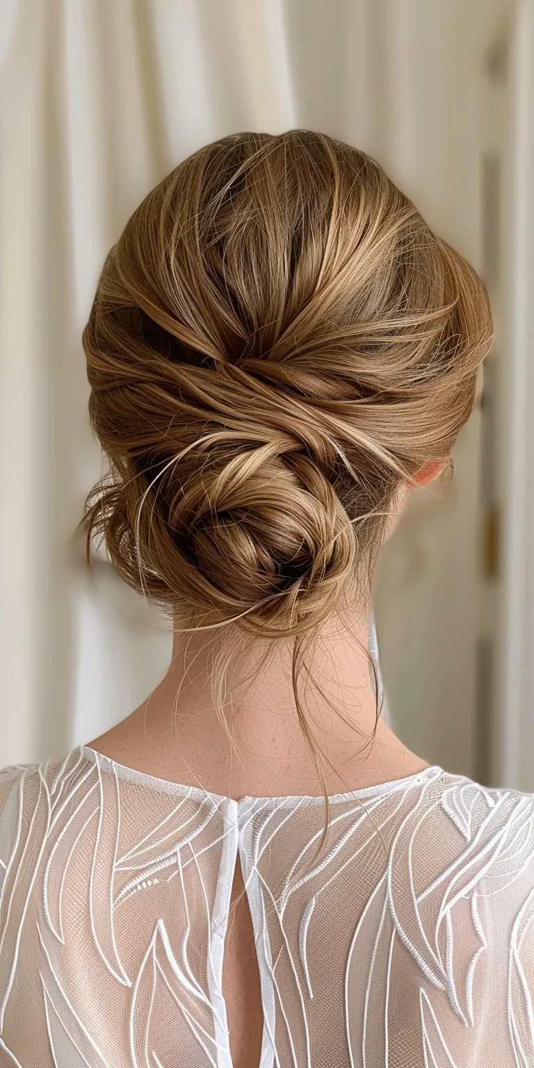 hair bun styles Updo, Chignon, French twist, braid, Milkmaid braid