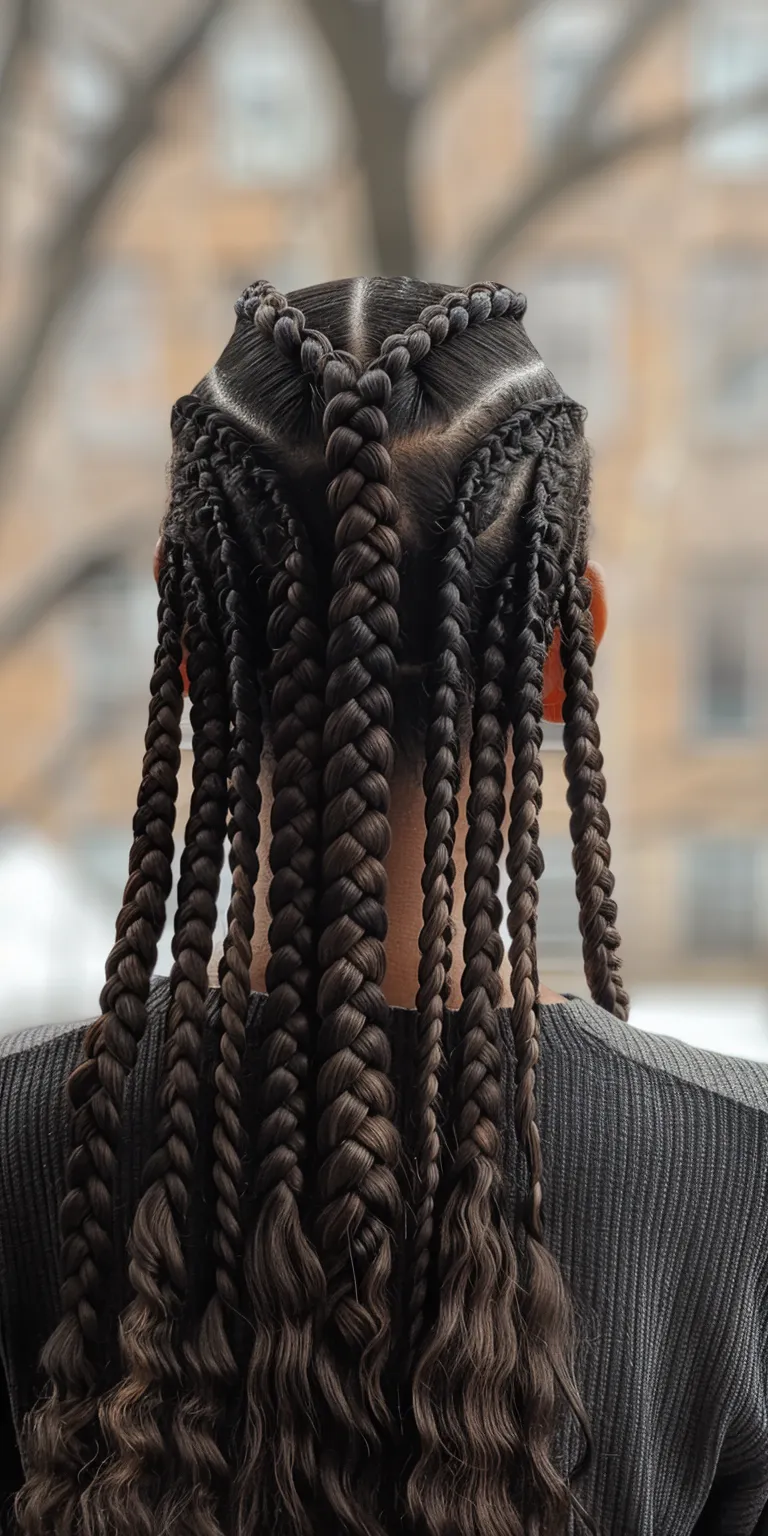 box braids with curls at the end Hair twists, Crochet braids, Waterfall Boho Layered hair