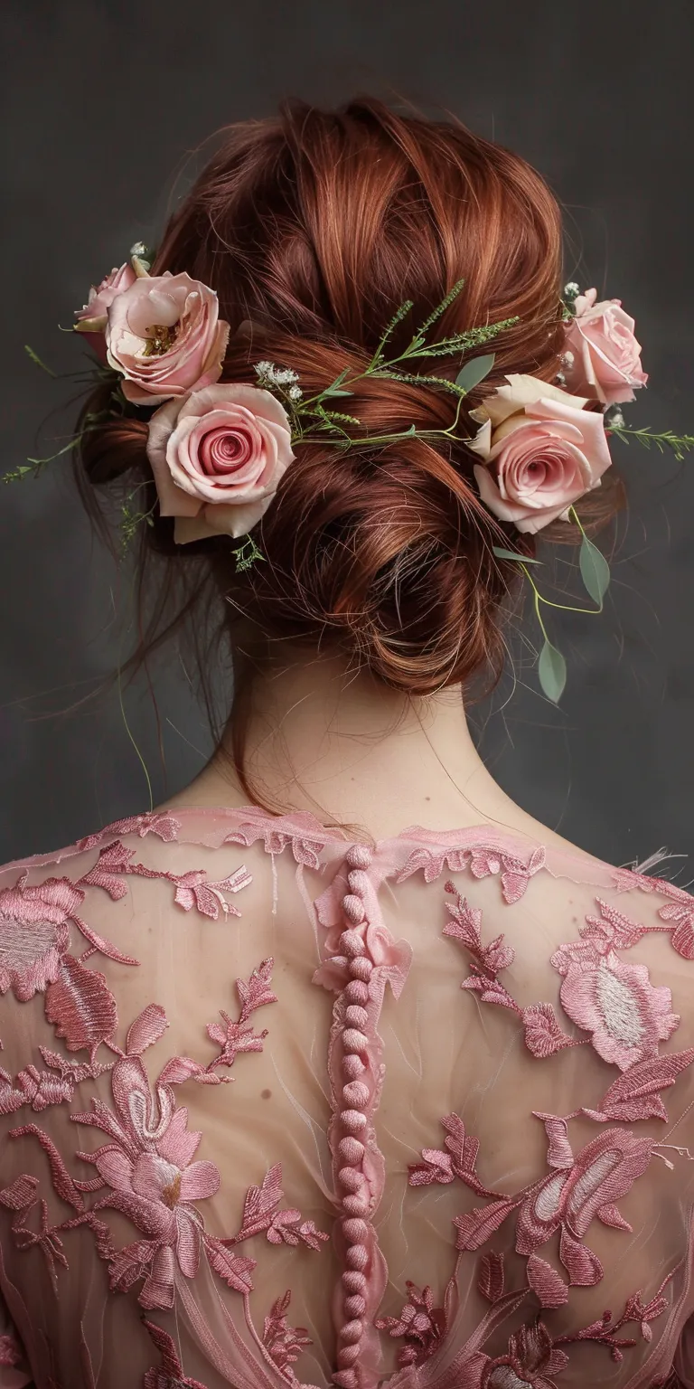 rose hairstyle Updo, Milkmaid braid, Ballerina bun, Japanese women's hairstyles, Chignon