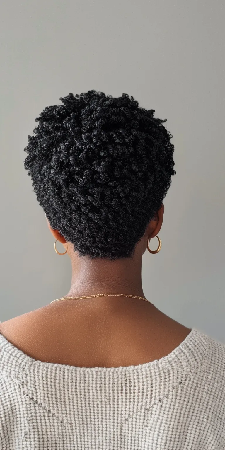 low maintenance short natural haircuts for black females Afro puffs, Asymmetric cut, Kinky hair, Pompadour, Short brush cut