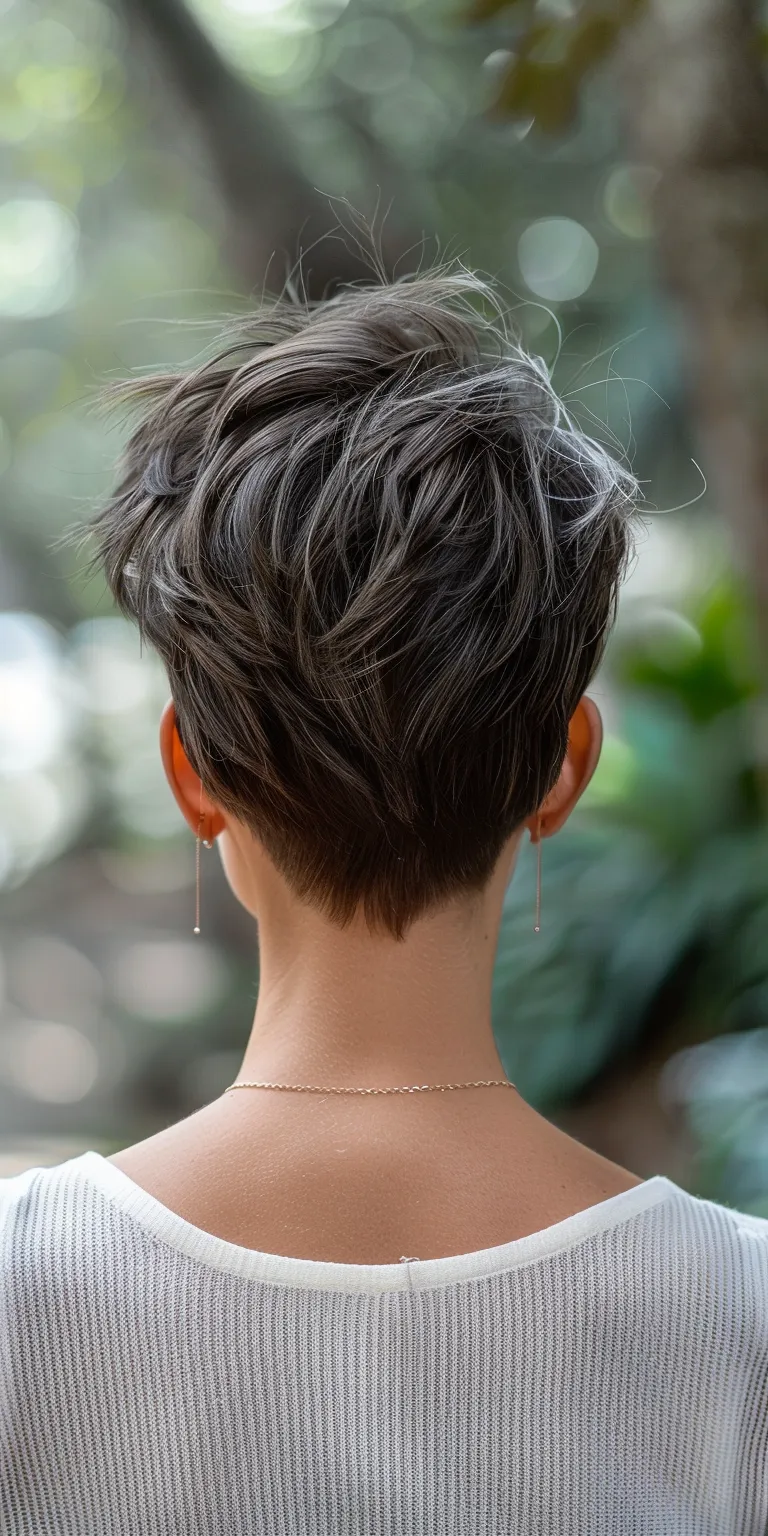 short hairstyles for thick hair Asymmetric cut, Pixie Short brush Butterfly haircut, Updo