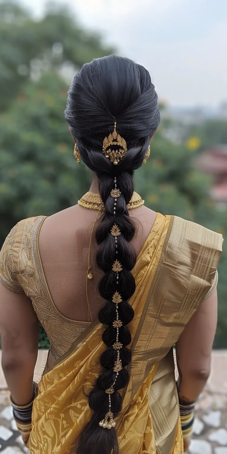 indian hair styles Updo, Milkmaid braid, Braid, Layered hair, Tonsure