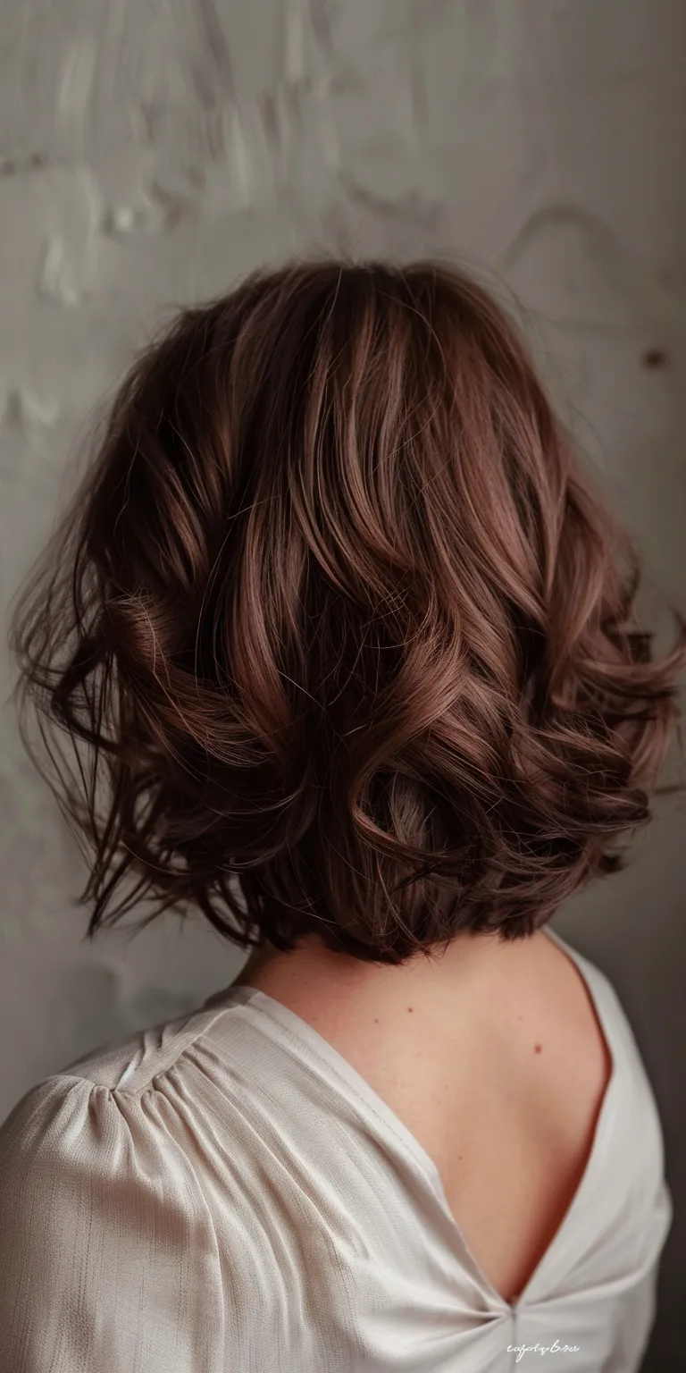 medium hair styles for women Asymmetric cut, Layered hair, Digital perm, Bob Updo