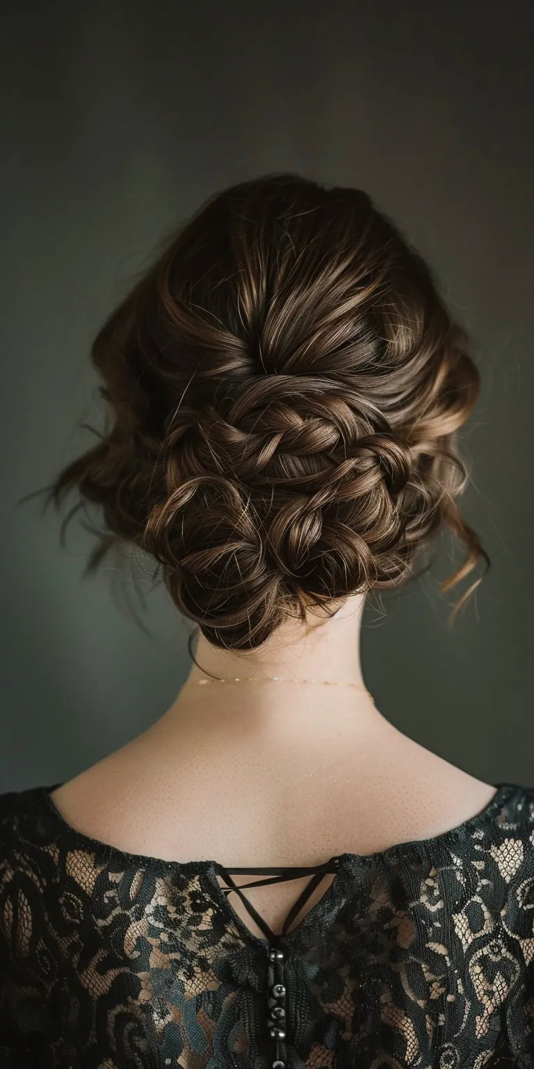 formal hairstyles for short hair Updo, Milkmaid braid, Chignon, French Waterfall braids