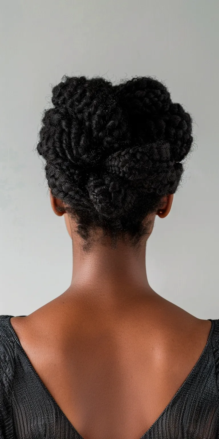 cute natural hairstyles Afro puffs, Kinky hair, Digital perm, Updo, Chignon