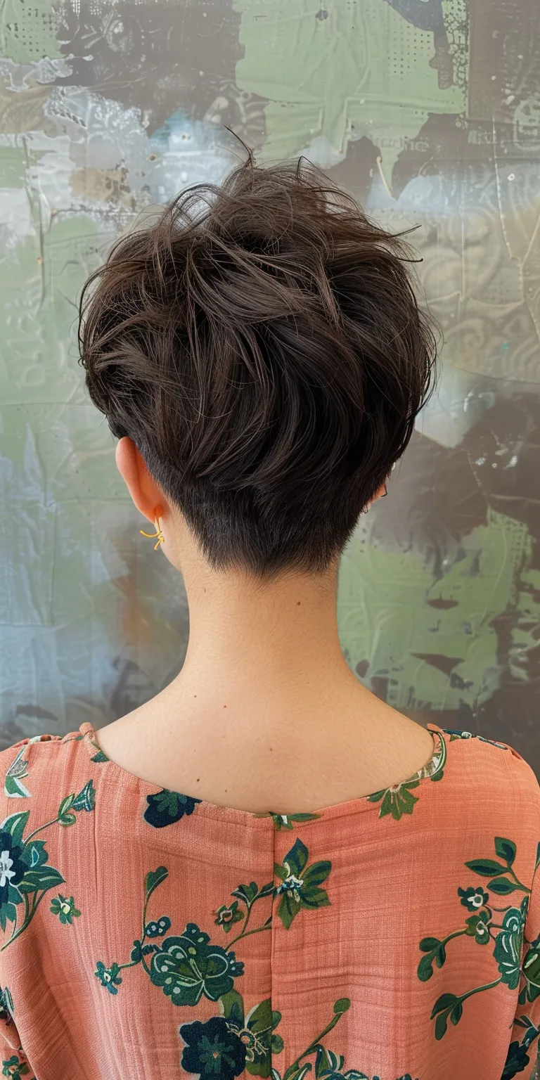 hairstyle for square face Asymmetric cut, Short brush Updo, Pixie French twist