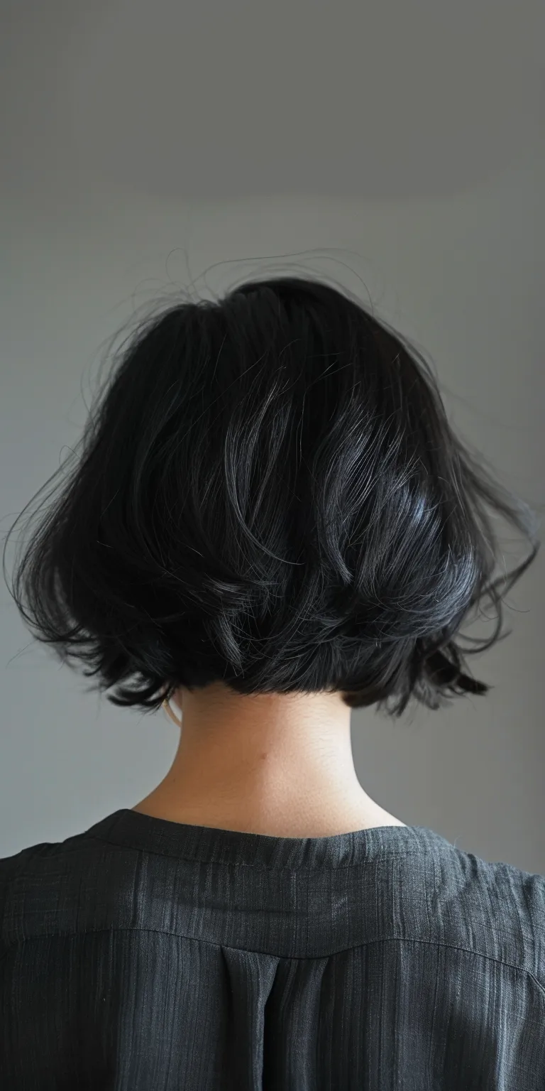 haircuts for thin fine hair Asymmetric cut, Digital perm, Bob Japanese women's hairstyles, Short brush cut