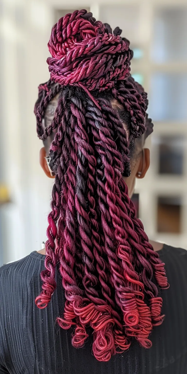 burgundy knotless braids Waterfall braids, Hair twists, Crochet Boho Braid