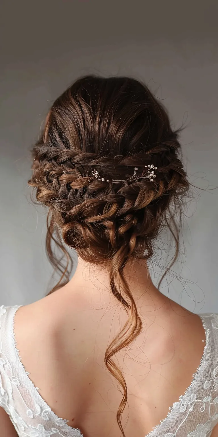 bridesmaid hairstyles for long hair Waterfall braids, Boho French braid, Milkmaid Braid