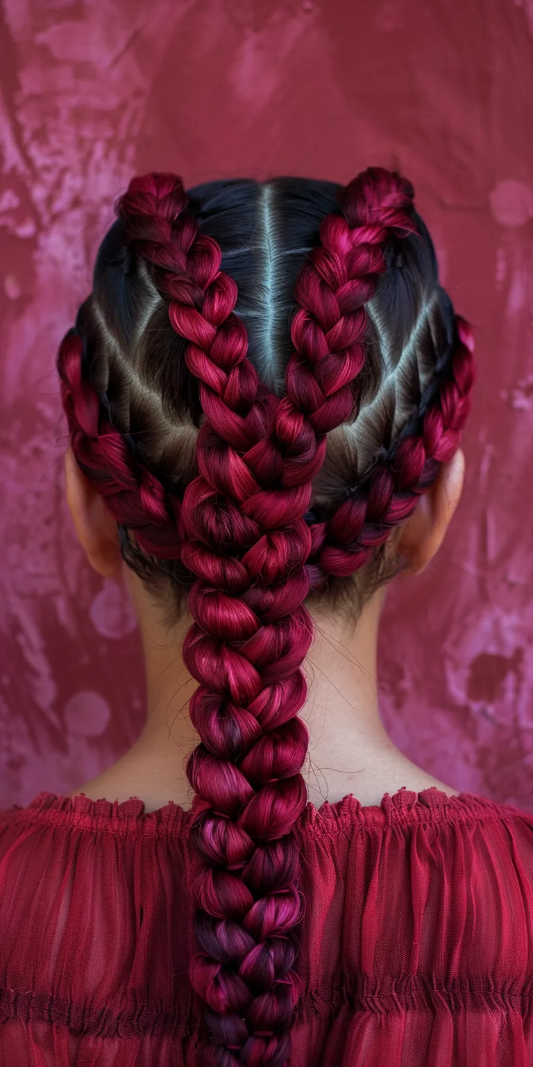 burgundy braids Waterfall braids, Boho Braid, French braid, Hair twists