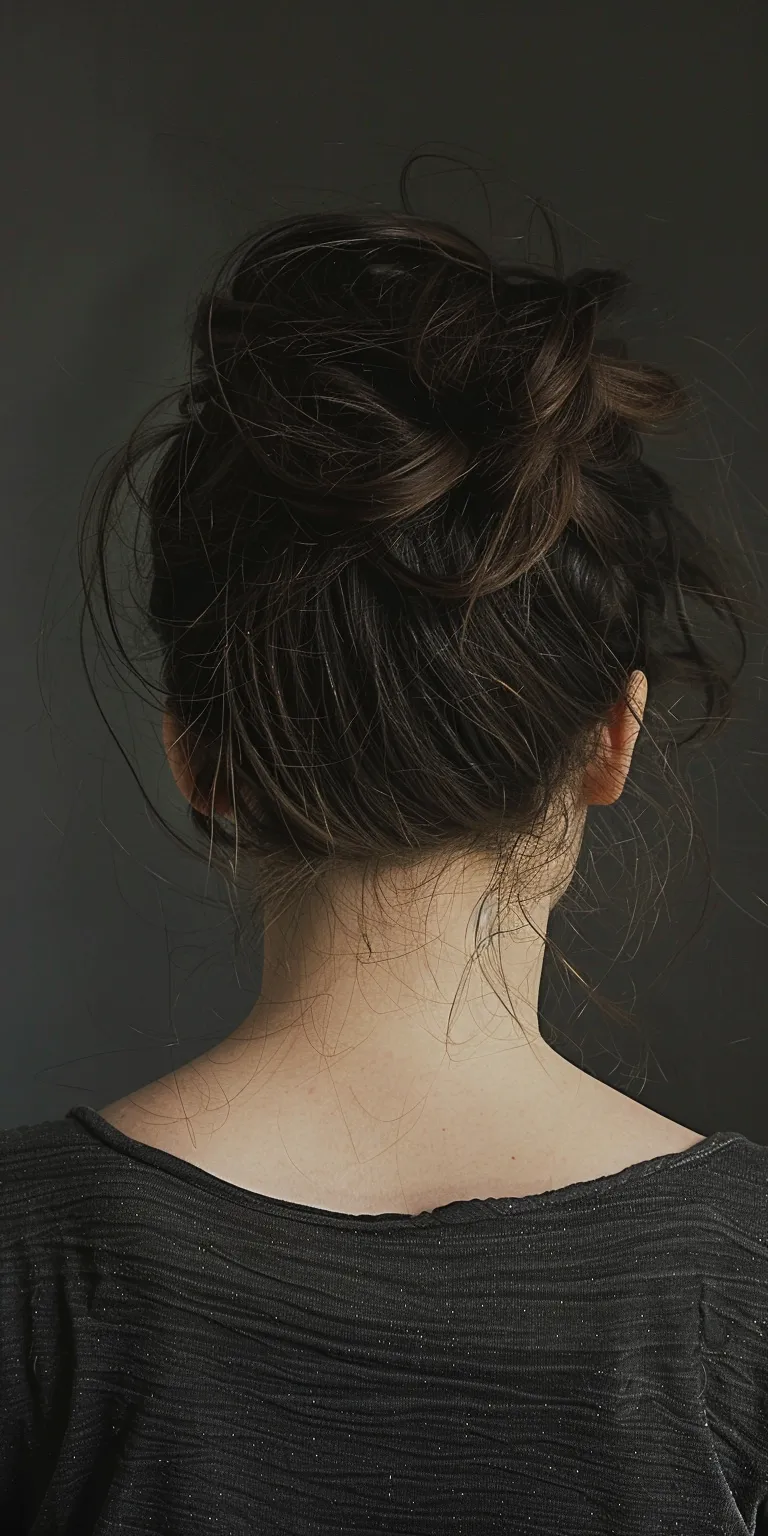 greasy hair styles Chignon, Updo, Ballerina bun, Layered hair, Ponytail