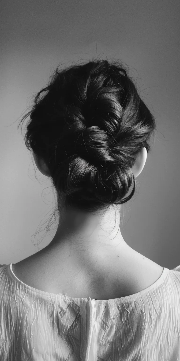 half bun hairstyle Chignon, Updo, French braid, Milkmaid twist