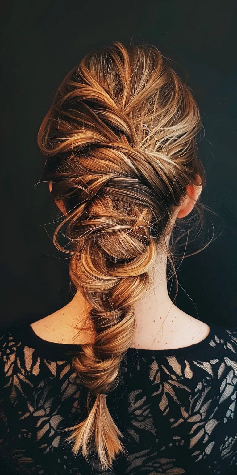 types of hairstyle Updo, Waterfall braids, French braid, twist, Chignon