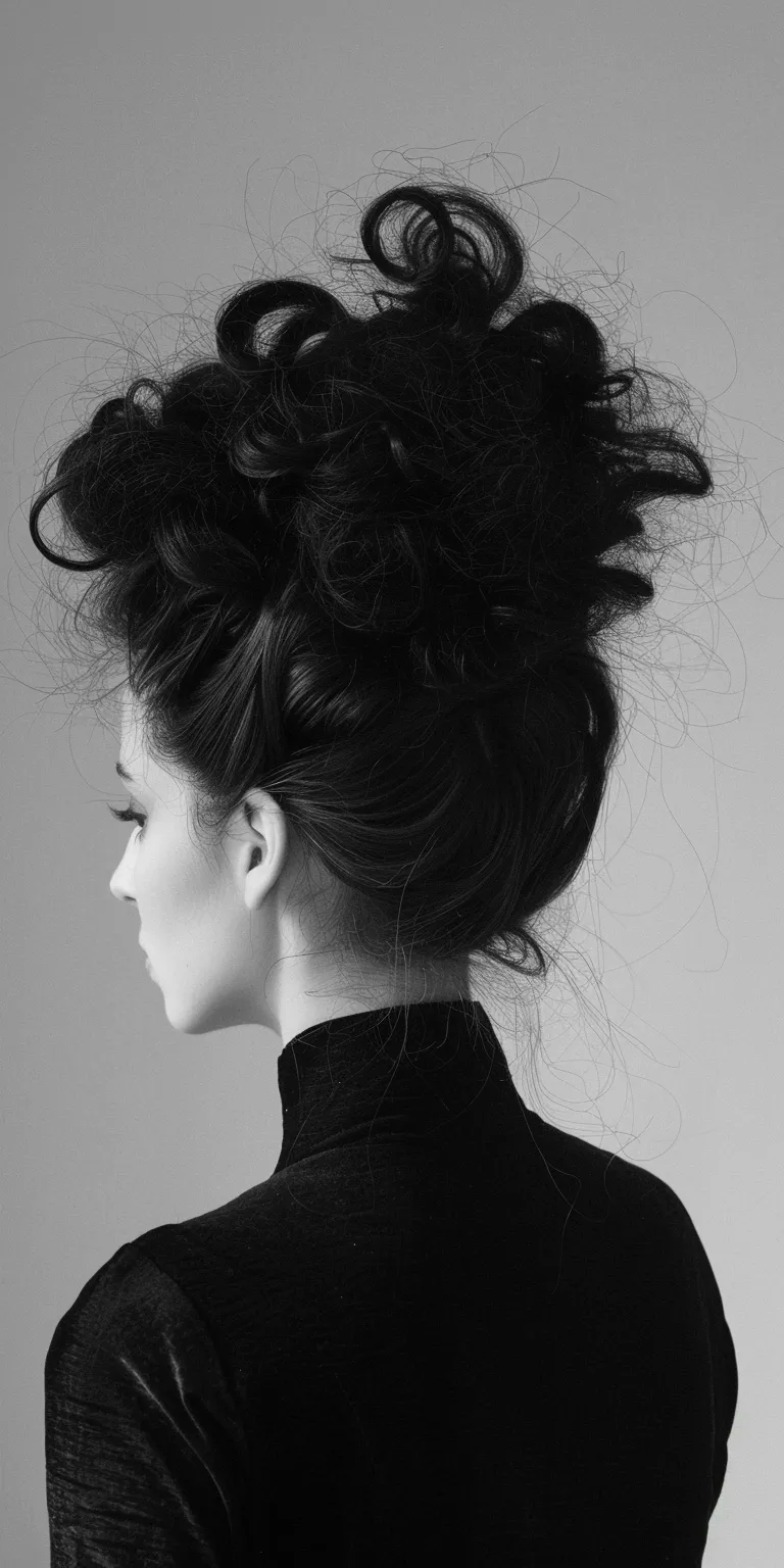 puff hairstyle Chignon, Updo, Asymmetric cut, Layered hair, Pompadour