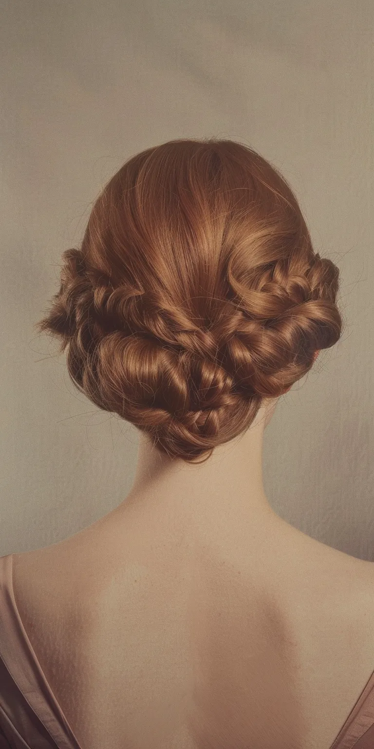 1980 hairstyles Chignon, Milkmaid braid, Updo, French twist