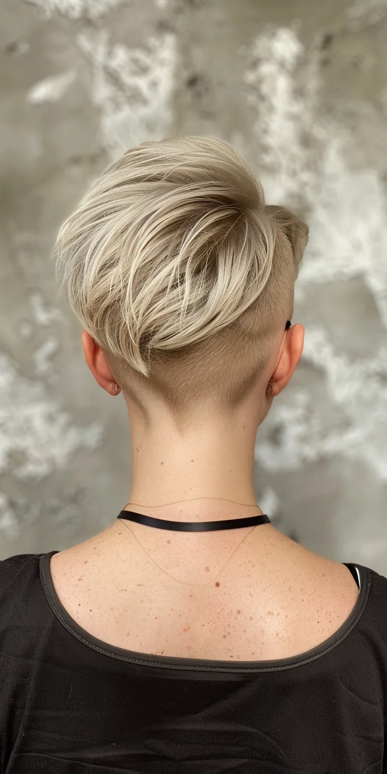 undercut hairstyles women Asymmetric cut, Short brush Pixie Butterfly haircut, Updo