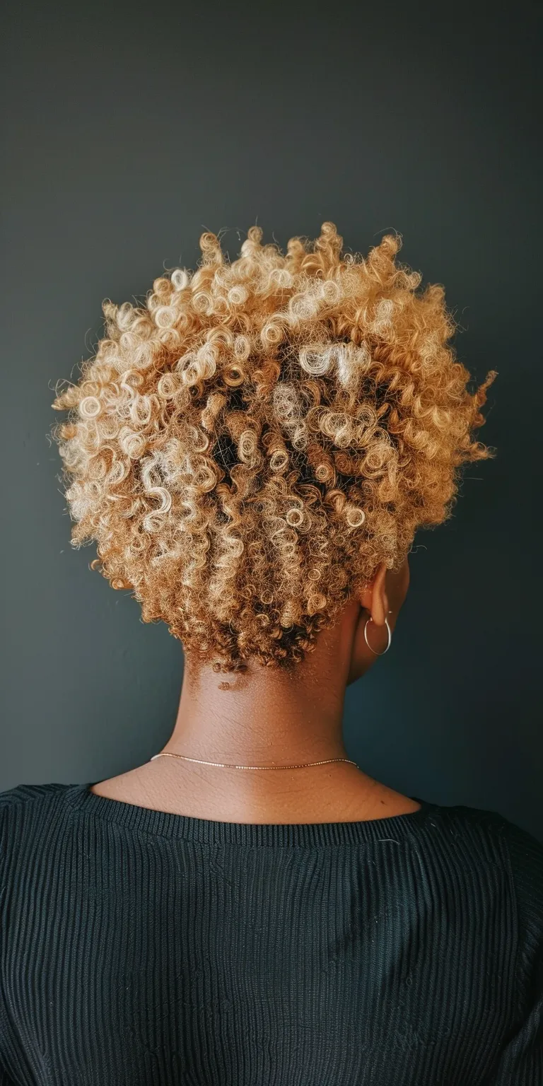 short blonde hairstyles Digital perm, Afro puffs, Kinky hair, Short brush cut, Asymmetric cut