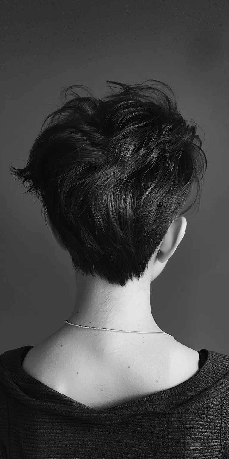 short hairstyles Asymmetric cut, Short brush Pixie Pompadour, back and sides