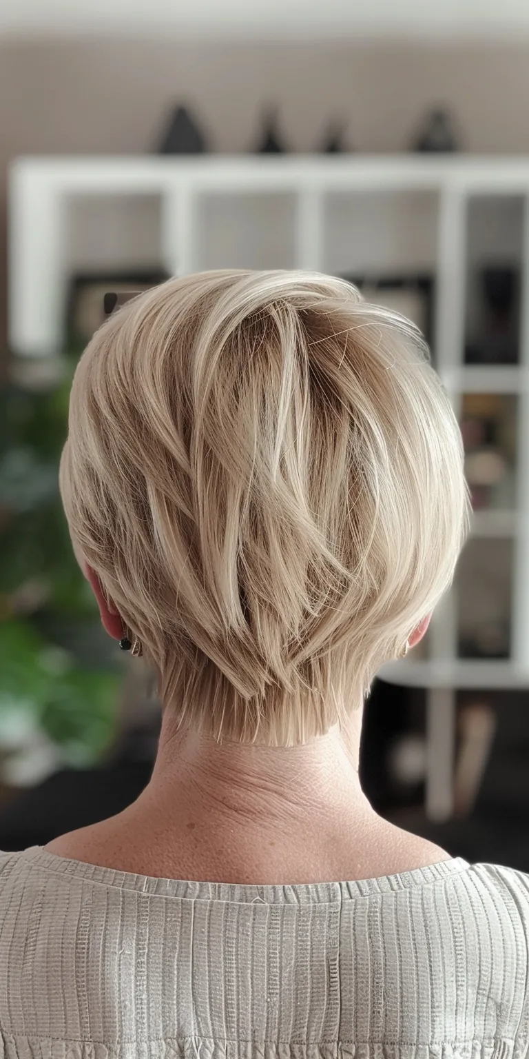 haircuts for thin hair Asymmetric cut, Short brush Professional Pixie Digital perm