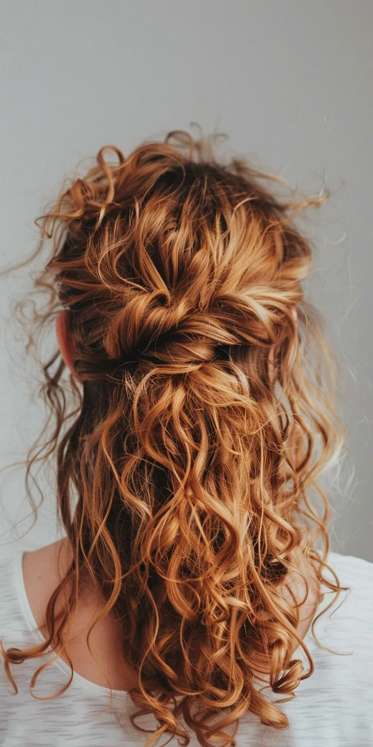 easy hairstyles for curly hair Waterfall braids, Milkmaid braid, French Updo, Boho braids